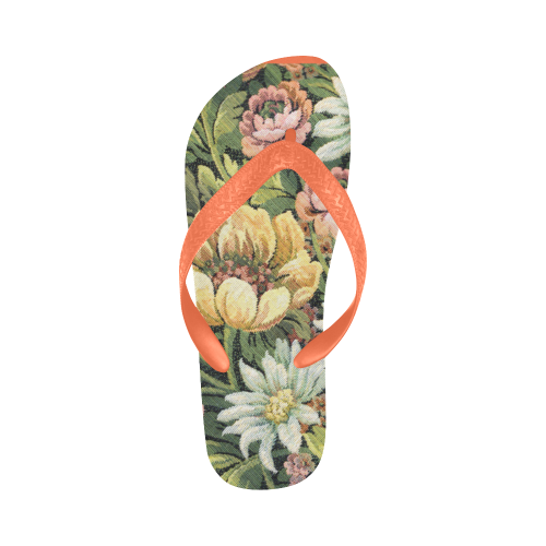 grandma's comfy vintage floral Flip Flops for Men/Women (Model 040)