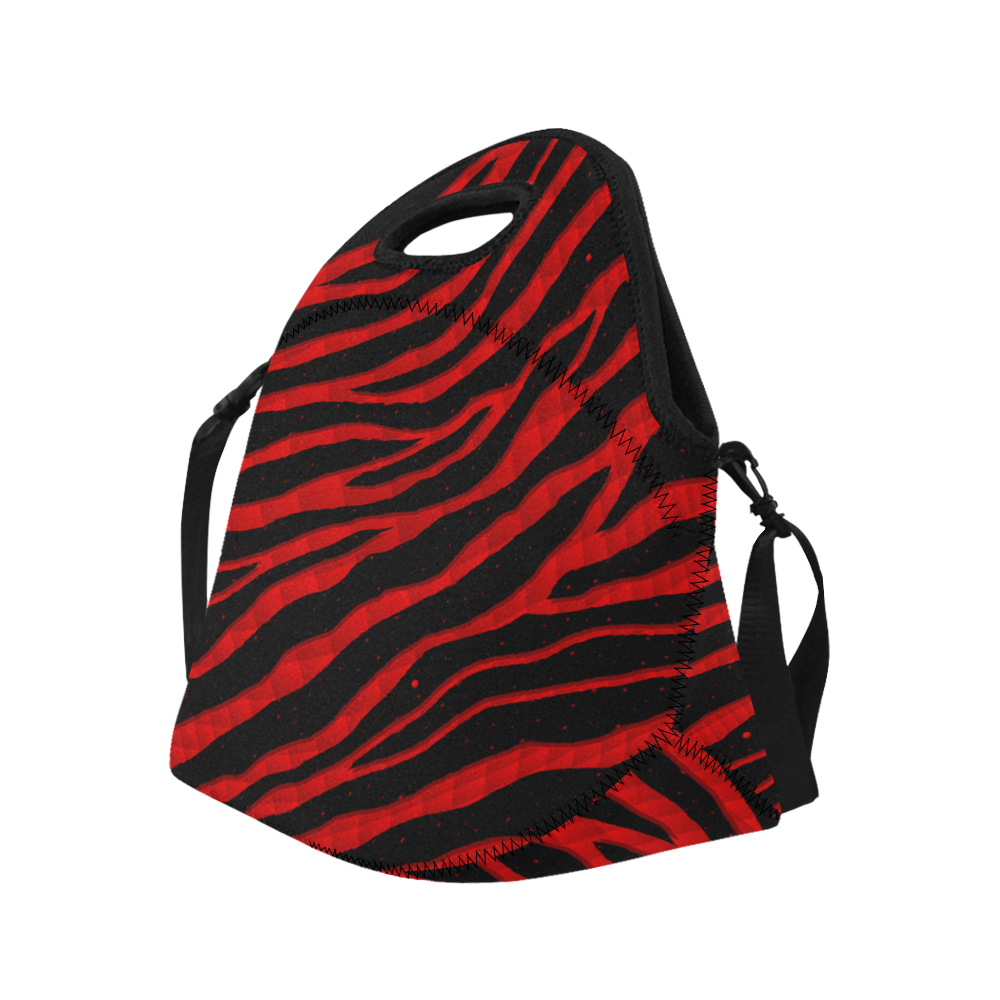 Ripped SpaceTime Stripes - Red Neoprene Lunch Bag/Large (Model 1669)
