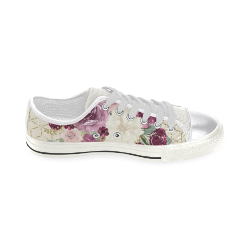 Floral Flowers Shoes, Watercolor Flowers Women's Classic Canvas Shoes (Model 018)