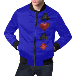 Black and Red Casino Poker Card Shapes All Over Print Bomber Jacket for Men/Large Size (Model H19)