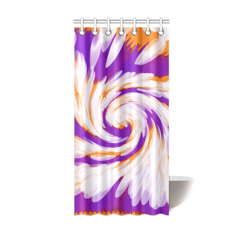 Purple Orange Tie Dye Swirl Abstract Shower Curtain 36"x72"