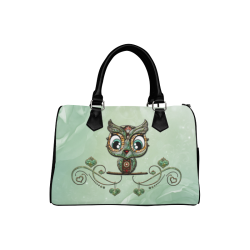 Cute little owl, diamonds Boston Handbag (Model 1621)