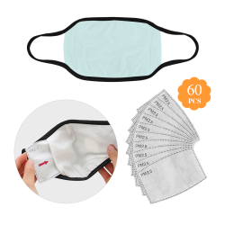 color light cyan Mouth Mask (60 Filters Included) (Non-medical Products)