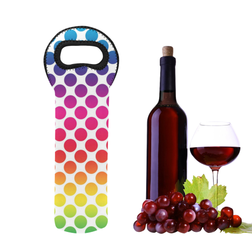 Rainbow Polka Dots Neoprene Wine Bag