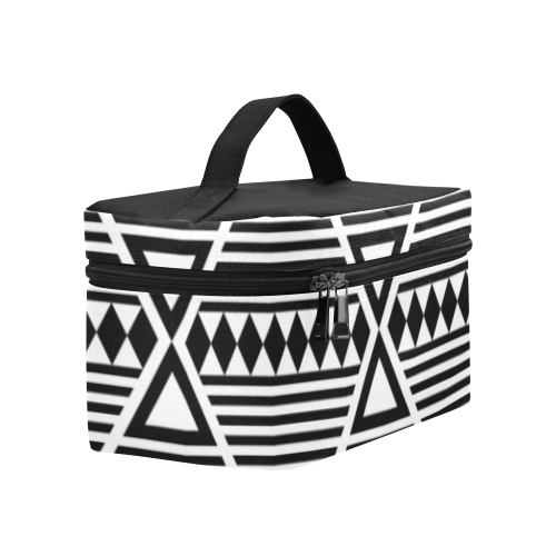 Black Aztec Tribal Cosmetic Bag/Large (Model 1658)