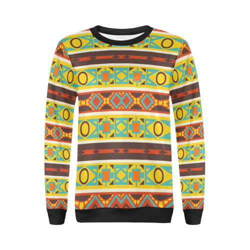 Ovals rhombus and squares All Over Print Crewneck Sweatshirt for Women (Model H18)