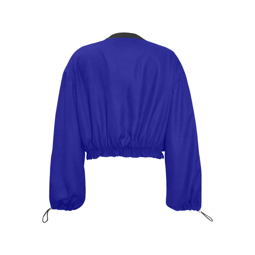 color navy Cropped Chiffon Jacket for Women (Model H30)