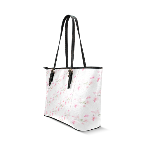 PATTERN ORCHIDÉES Leather Tote Bag/Small (Model 1640)