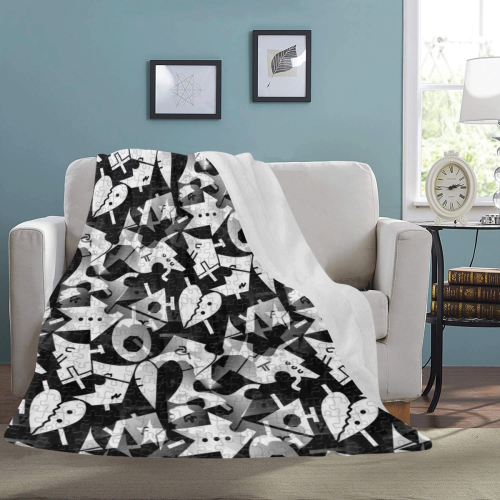 Black and White Pop Art by Nico Bielow Ultra-Soft Micro Fleece Blanket 60"x80"