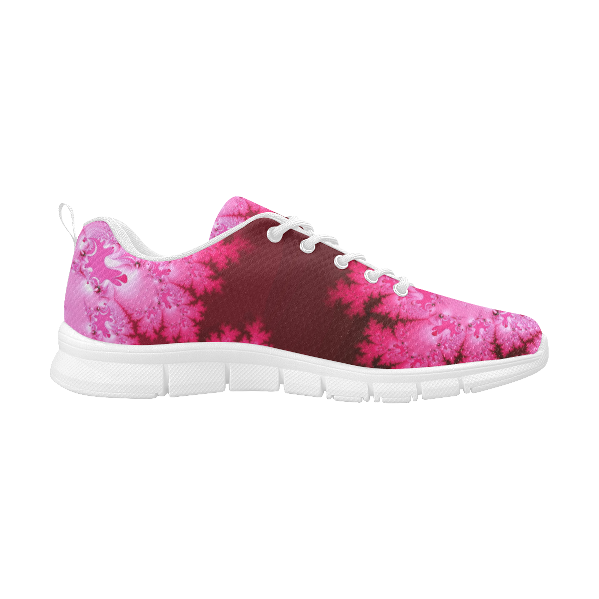 Deep Pink Frost Fractal Abstract Women's Breathable Running Shoes/Large (Model 055)