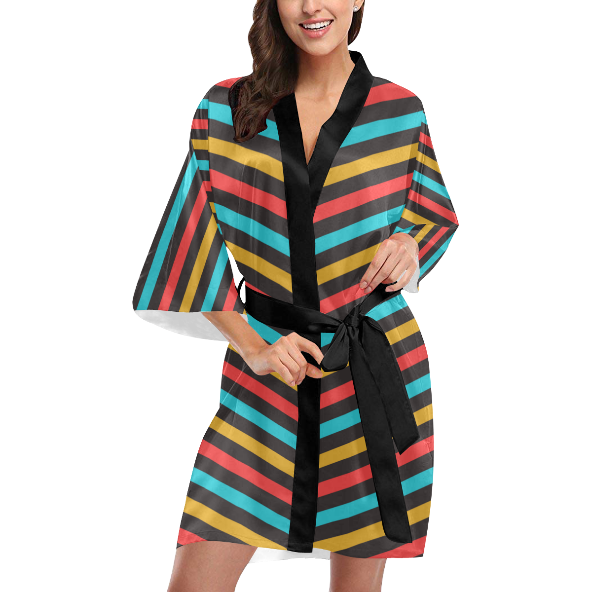 Retro Stripe Kimono Robe