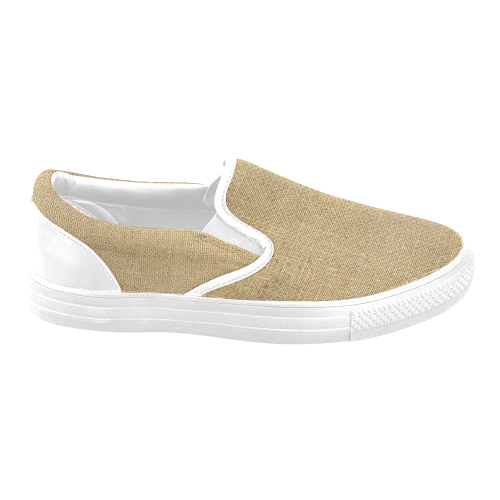 Burlap Coffee Sack Grunge Knit Look Slip-on Canvas Shoes for Men/Large Size (Model 019)
