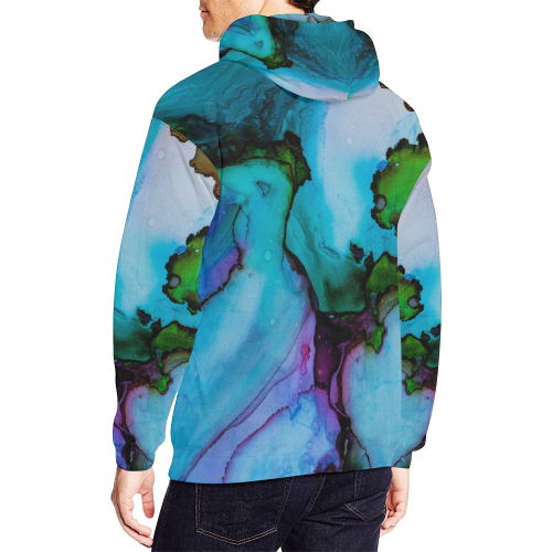 Blue green ink All Over Print Hoodie for Men (USA Size) (Model H13)