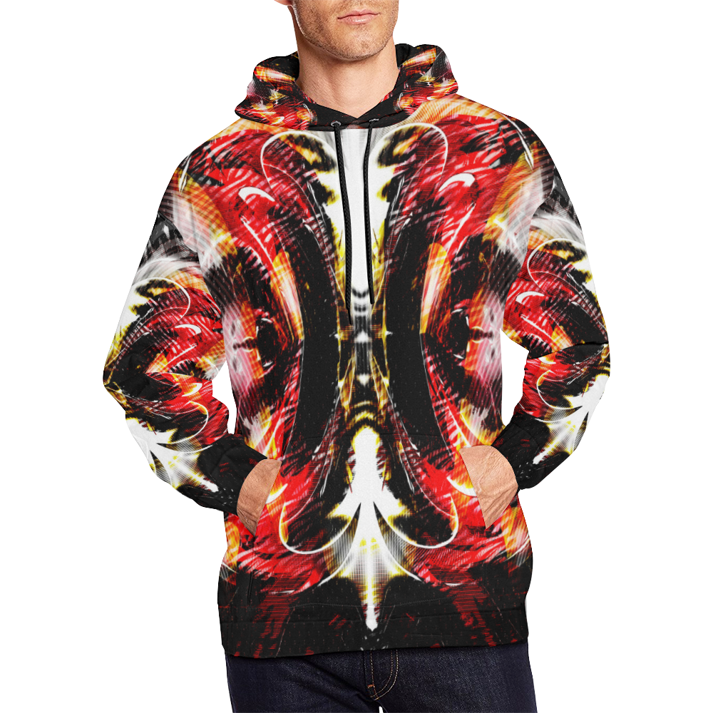 xxsml Red Rave Wild All Over Print Hoodie for Men (USA Size) (Model H13)