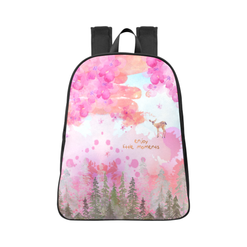 Little Deer in the Magic Pink Forest Fabric School Backpack (Model 1682) (Large)
