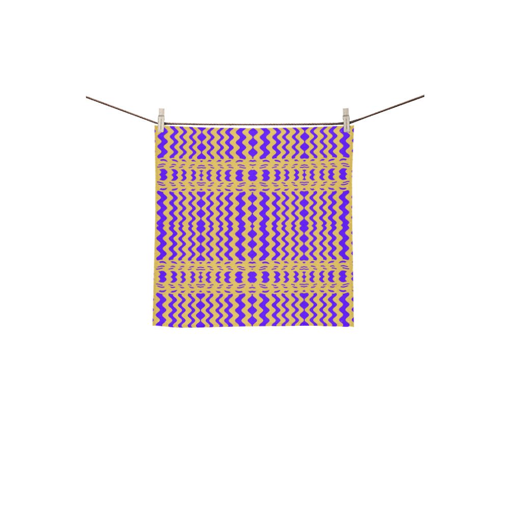 Purple Yellow Modern  Waves Lines Square Towel 13“x13”