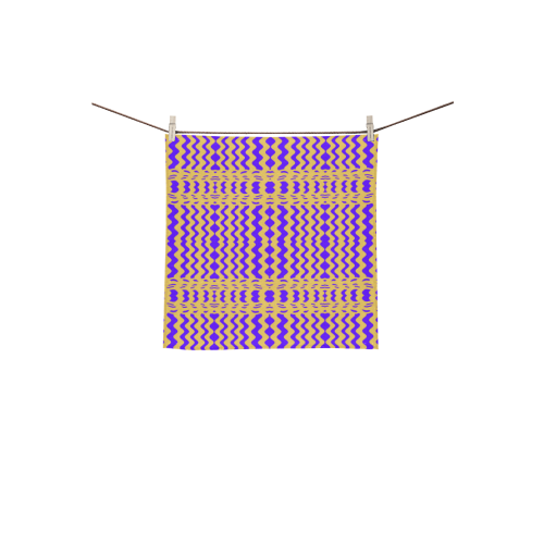 Purple Yellow Modern  Waves Lines Square Towel 13“x13”