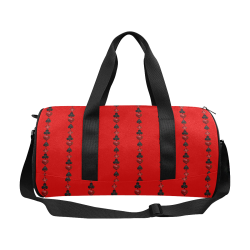 Las Vegas Black and Red Casino Poker Card Shapes on Red Duffle Bag (Model 1679)