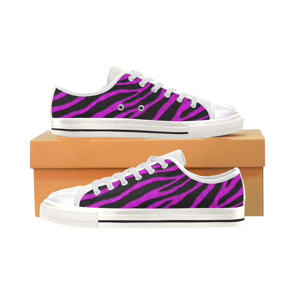Ripped SpaceTime Stripes - Pink Women's Classic Canvas Shoes (Model 018)