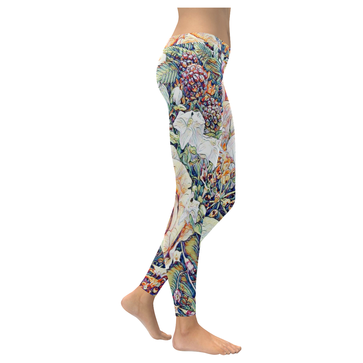 Impression Floral 10191 by JamColors Women's Low Rise Leggings (Invisible Stitch) (Model L05)