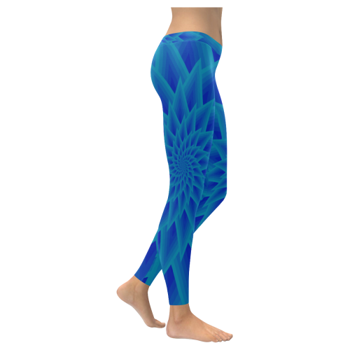 Royal blue georgina Women's Low Rise Leggings (Invisible Stitch) (Model L05)
