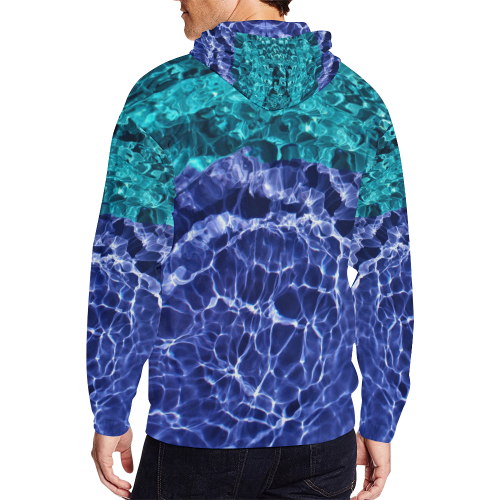 Electric Blue Globes All Over Print Full Zip Hoodie for Men (Model H14)