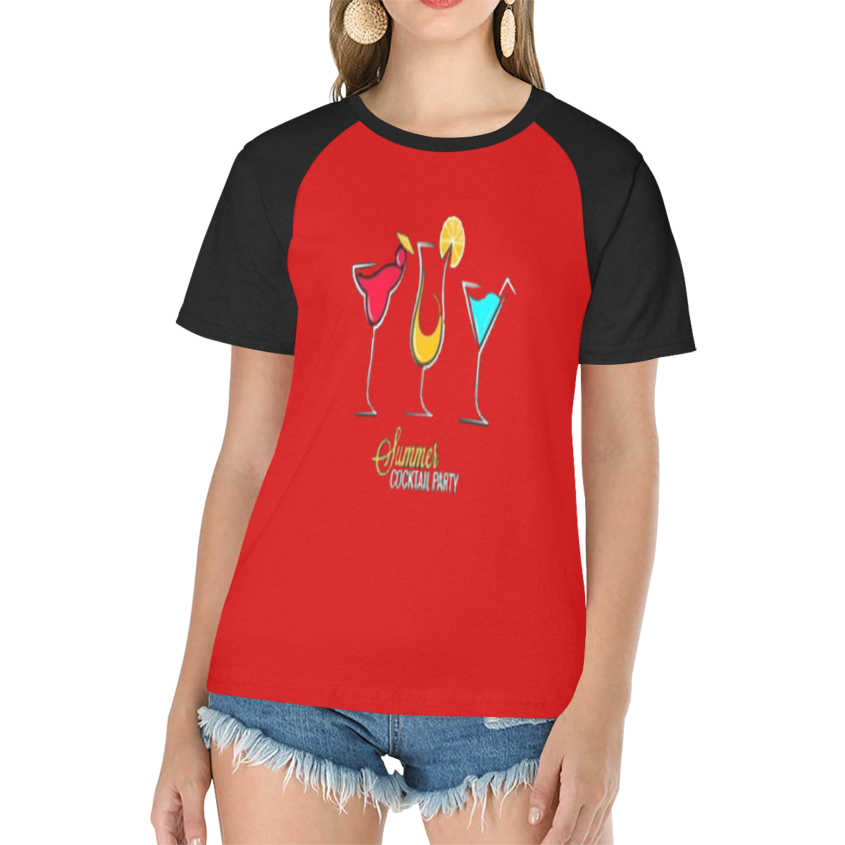 Party Time Women's Raglan T-Shirt/Front Printing (Model T62)