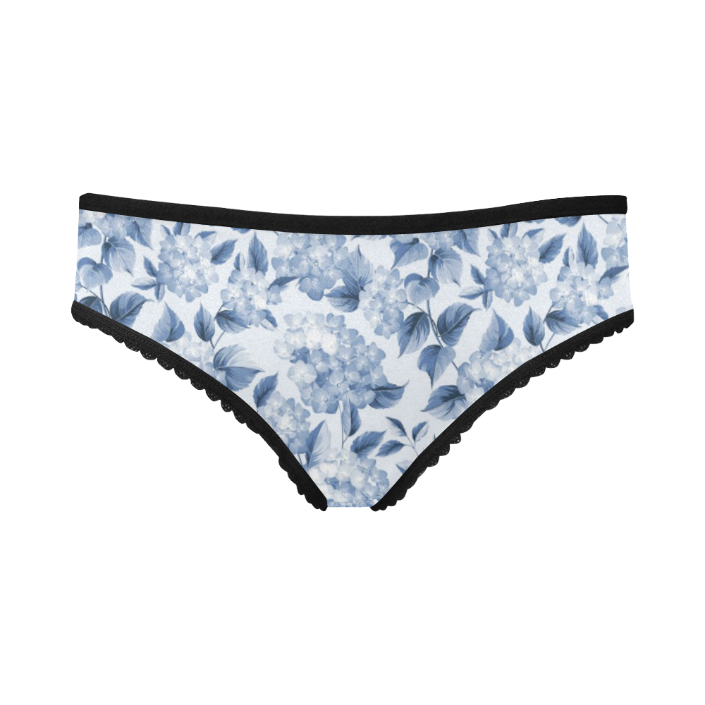 Blue and White Floral Pattern Women's All Over Print Girl Briefs (Model L14)