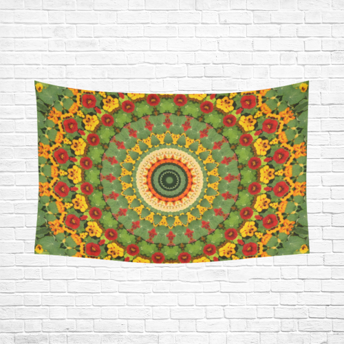 Garden Mandala Cotton Linen Wall Tapestry 90"x 60"