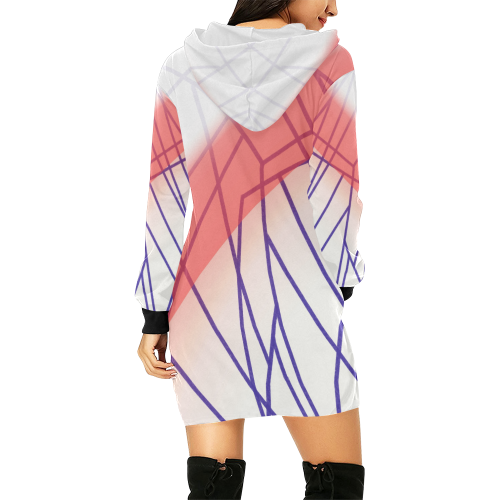 Hoodie with design lines All Over Print Hoodie Mini Dress (Model H27)