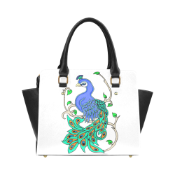 Pretty Peacock White Classic Shoulder Handbag (Model 1653)