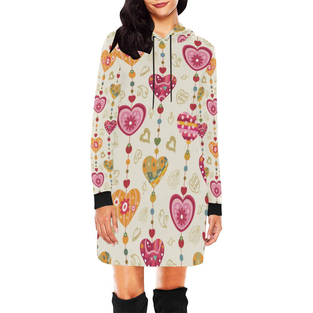 Color heart All Over Print Hoodie Mini Dress (Model H27)
