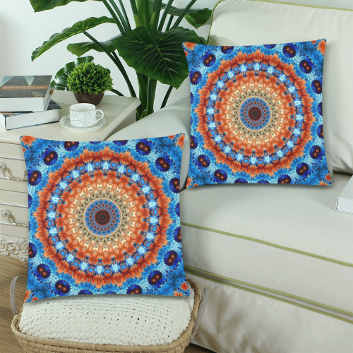 Kaleidoscope Custom Zippered Pillow Cases 18"x 18" (Twin Sides) (Set of 2)