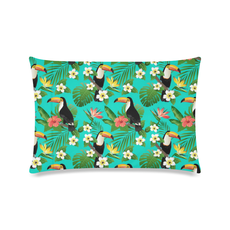 Tropical Summer Toucan Pattern Custom Zippered Pillow Case 16"x24"(Twin Sides)