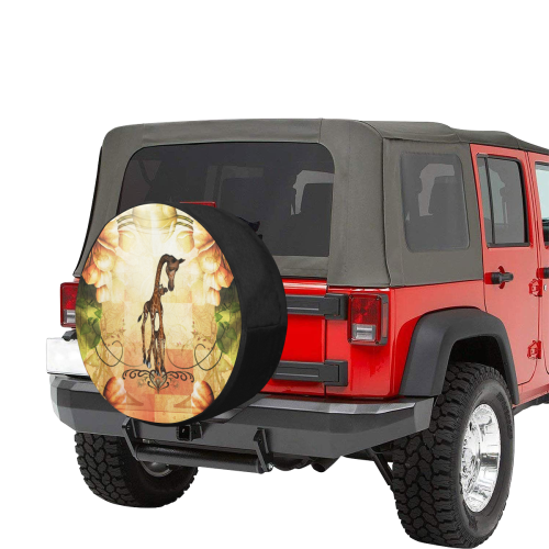 Cute giraffe mum with baby 34 Inch Spare Tire Cover