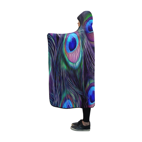 Peacock Feather Hooded Blanket 60''x50''