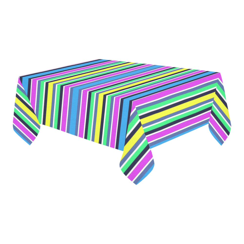 Vivid Colored Stripes 1 Cotton Linen Tablecloth 60" x 90"