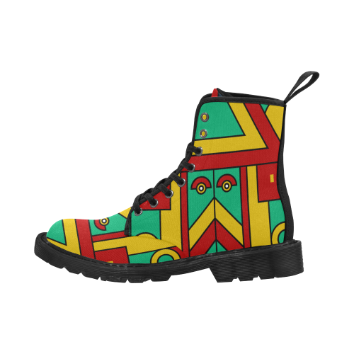 Aztec Spiritual Tribal Martin Boots for Men (Black) (Model 1203H)