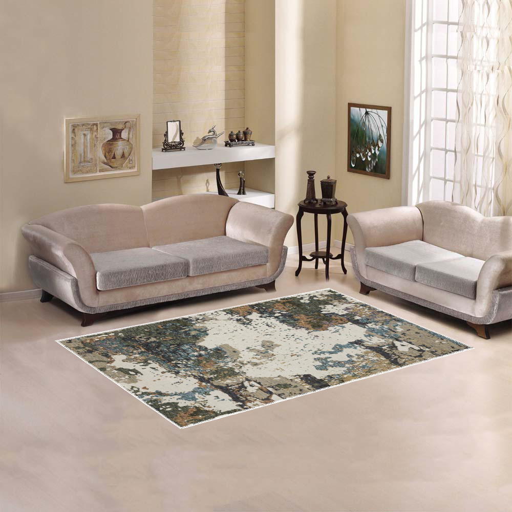 Ayumi Ivory, Toupe, Gold Modern Abstract Area Rug 5'x3'3''