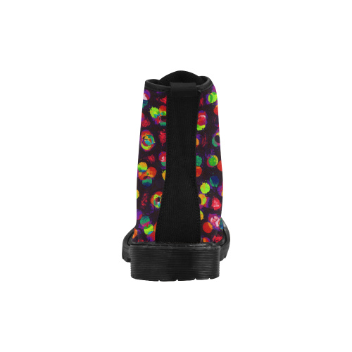 Rainbow Paint Splats Martin Boots for Women (Black) (Model 1203H)