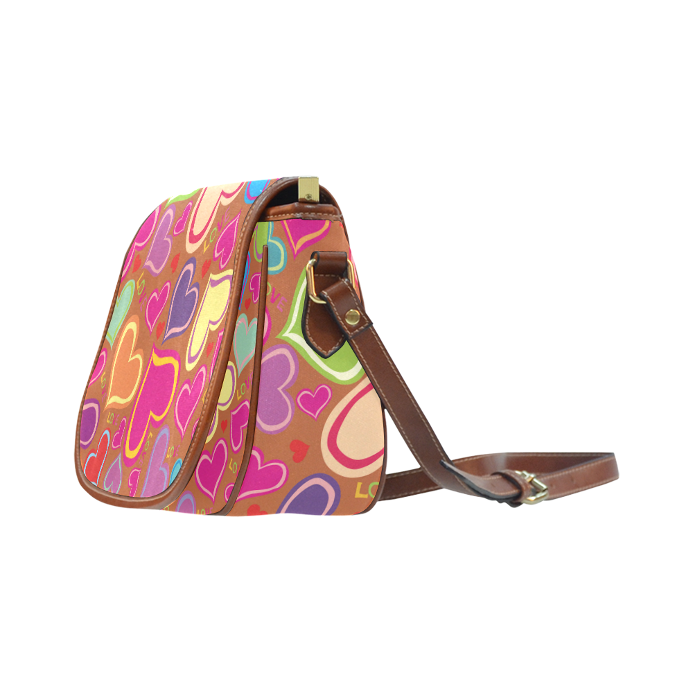 cute hearts background Saddle Bag/Large (Model 1649)