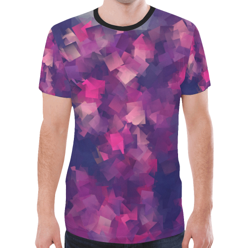 purple pink magenta cubism #modern New All Over Print T-shirt for Men (Model T45)