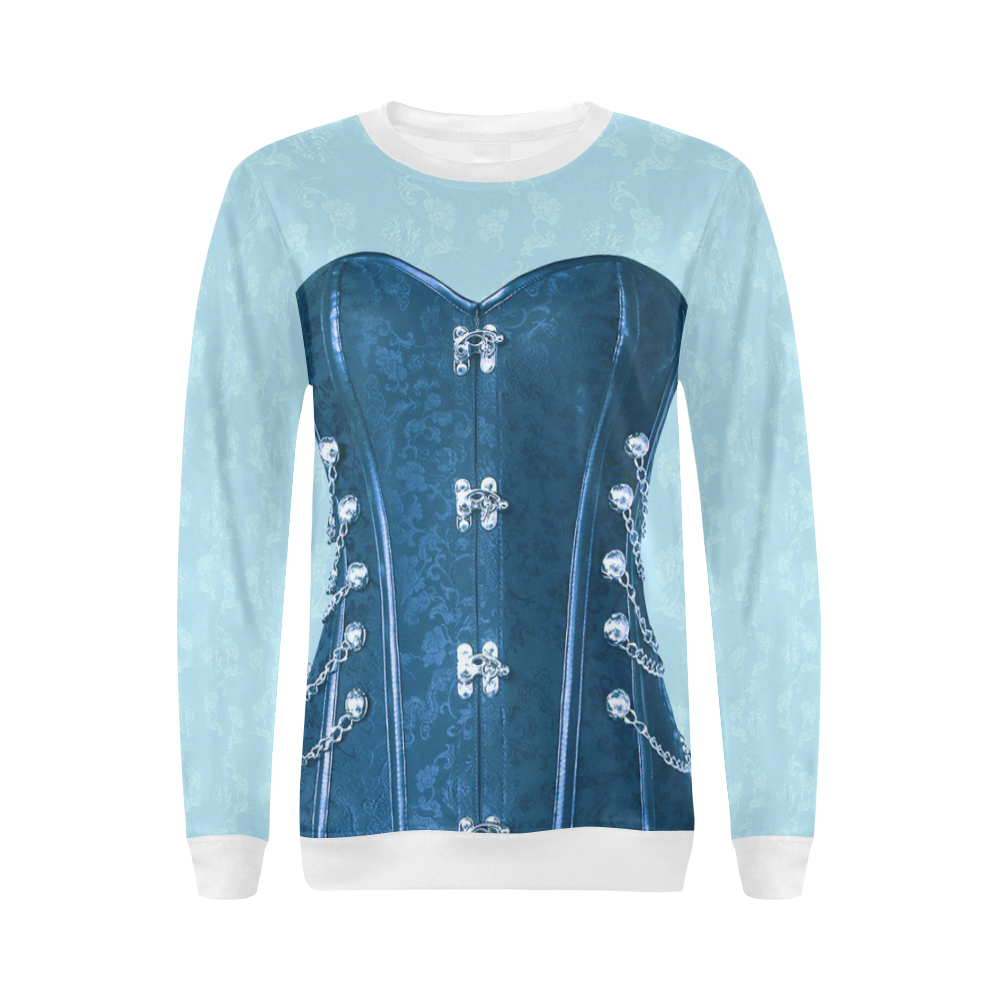 light blue 3d tecture All Over Print Crewneck Sweatshirt for Women (Model H18)
