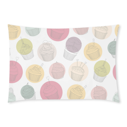 Colorful Cupcakes Custom Rectangle Pillow Case 20x30 (One Side)