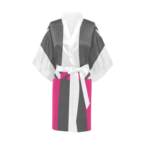 Monochrome Pink Tiles Kimono Robe