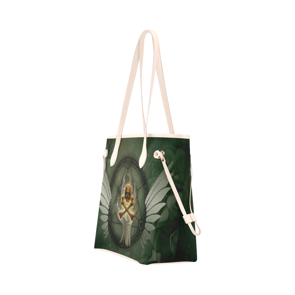 Skull in a hand Clover Canvas Tote Bag (Model 1661)