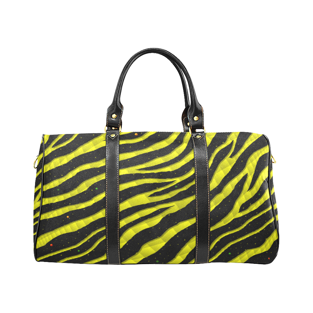 Ripped SpaceTime Stripes - Yellow New Waterproof Travel Bag/Large (Model 1639)