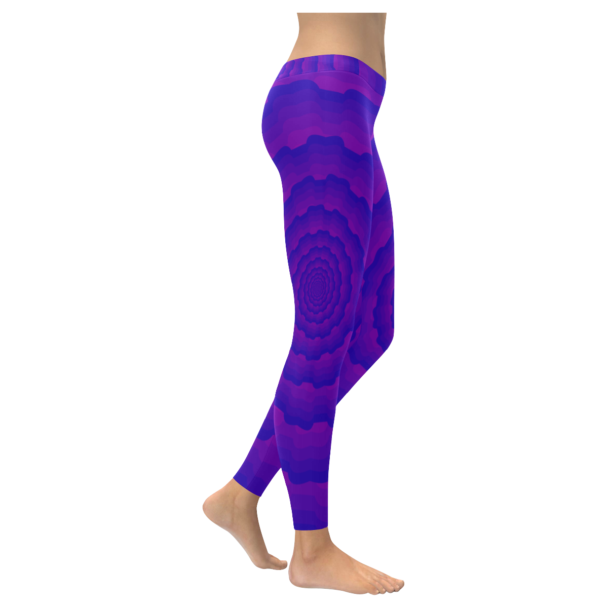 Blue purple spiral Women's Low Rise Leggings (Invisible Stitch) (Model L05)