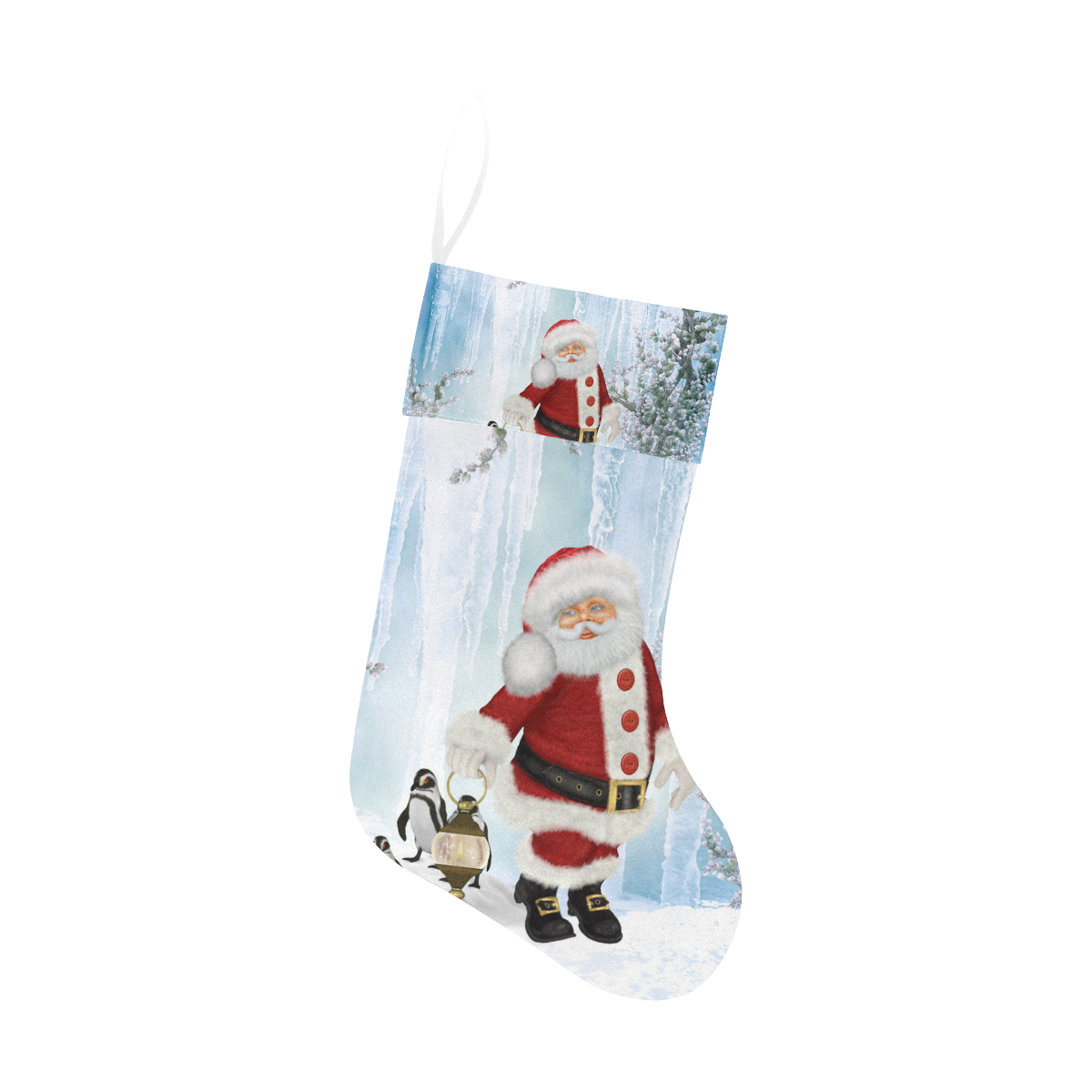 Santa Claus with penguin Christmas Stocking