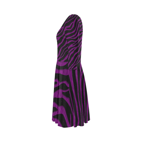 Ripped SpaceTime Stripes - Purple Elbow Sleeve Ice Skater Dress (D20)